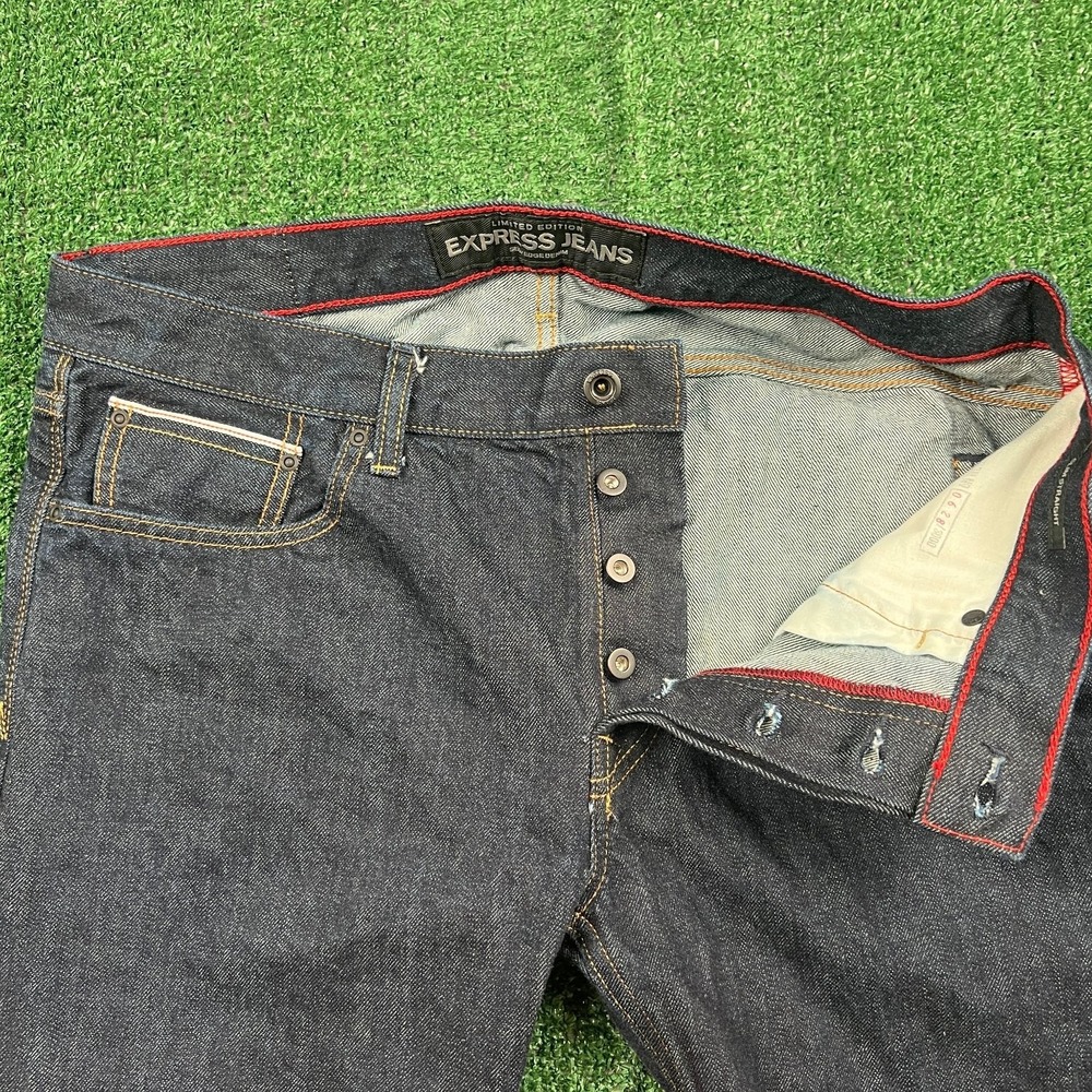 Express Jeans Selvedge Denim Limited Edition 35x32" Indigo Blue Modern Red Line